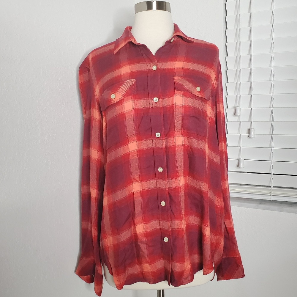 •GAP + PENDLETON• Boyfriend Plaid Shirt In Red. - Picture 3 of 6